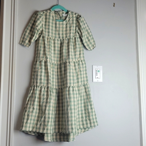 Delicat New York Short Sleeve Gingham Long Robe Dress Slaye/White-Size 12 - Picture 3 of 10